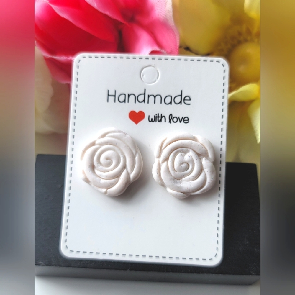 Delicate Pink Rose Blossom Earrings